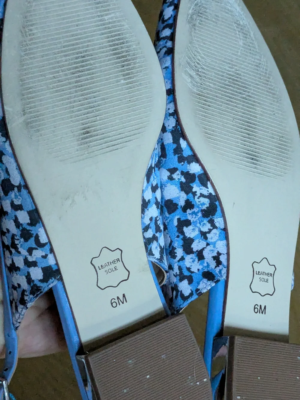Talbots Blue Patterned Slingback Flats Size 6